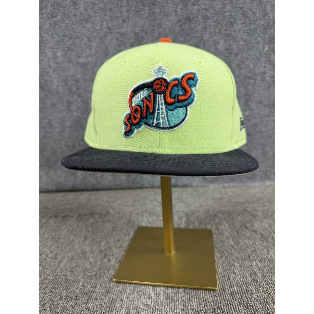 Seattle Supersonics Hat Cap Fitted Mens 7 3/8 Green NBA Basketball New Era